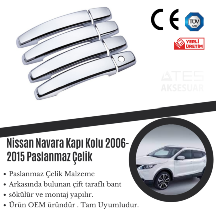Nissan Navara 2006-2015 Kapı Kolu Paslanmaz Çelik